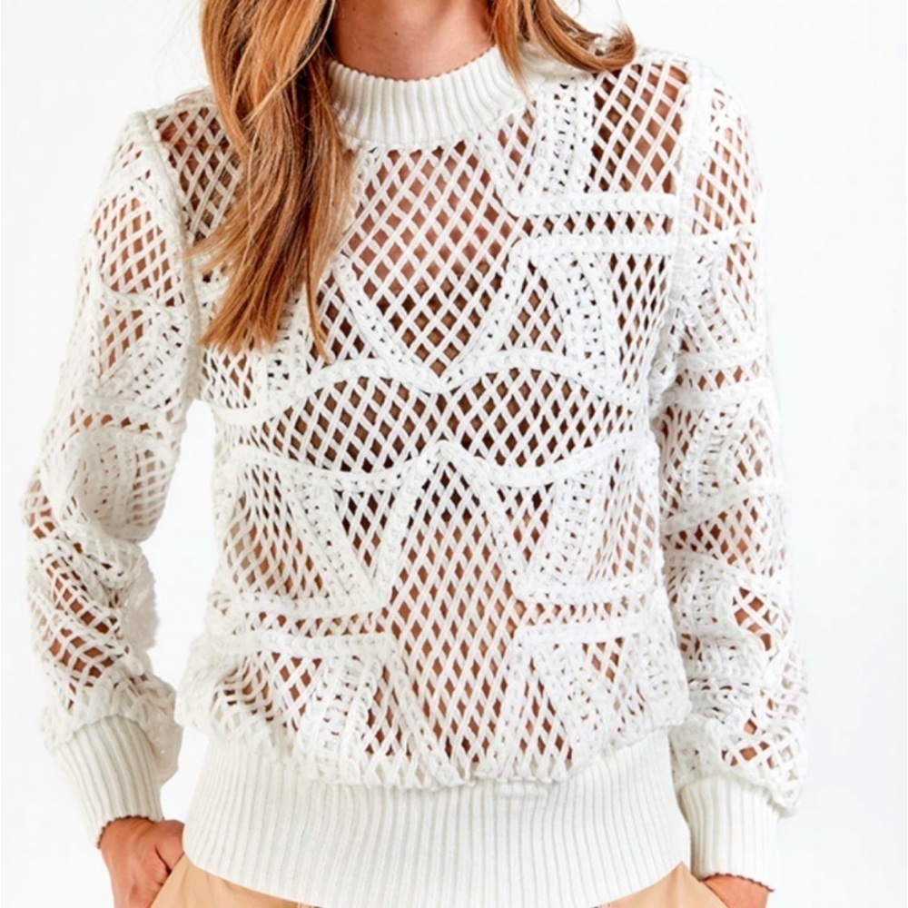 ASbyDF- White Cutout Longsleeve Pullover Shirt - Picture 2 of 6